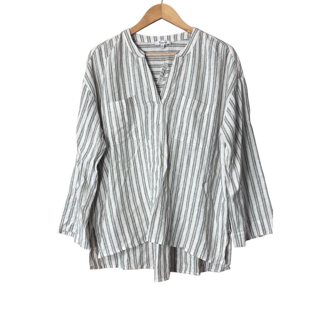Madewell Linen-Blend Lakeline Popover Shirt distant grove new